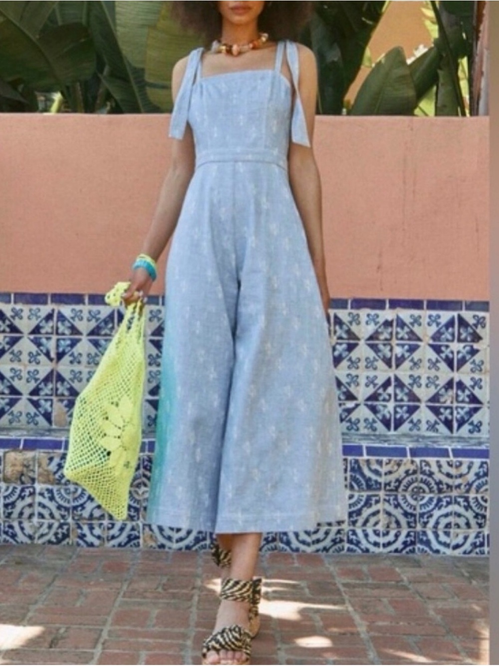 HUNTER BELL Alex Chambray Wide-Leg Jumpsuit